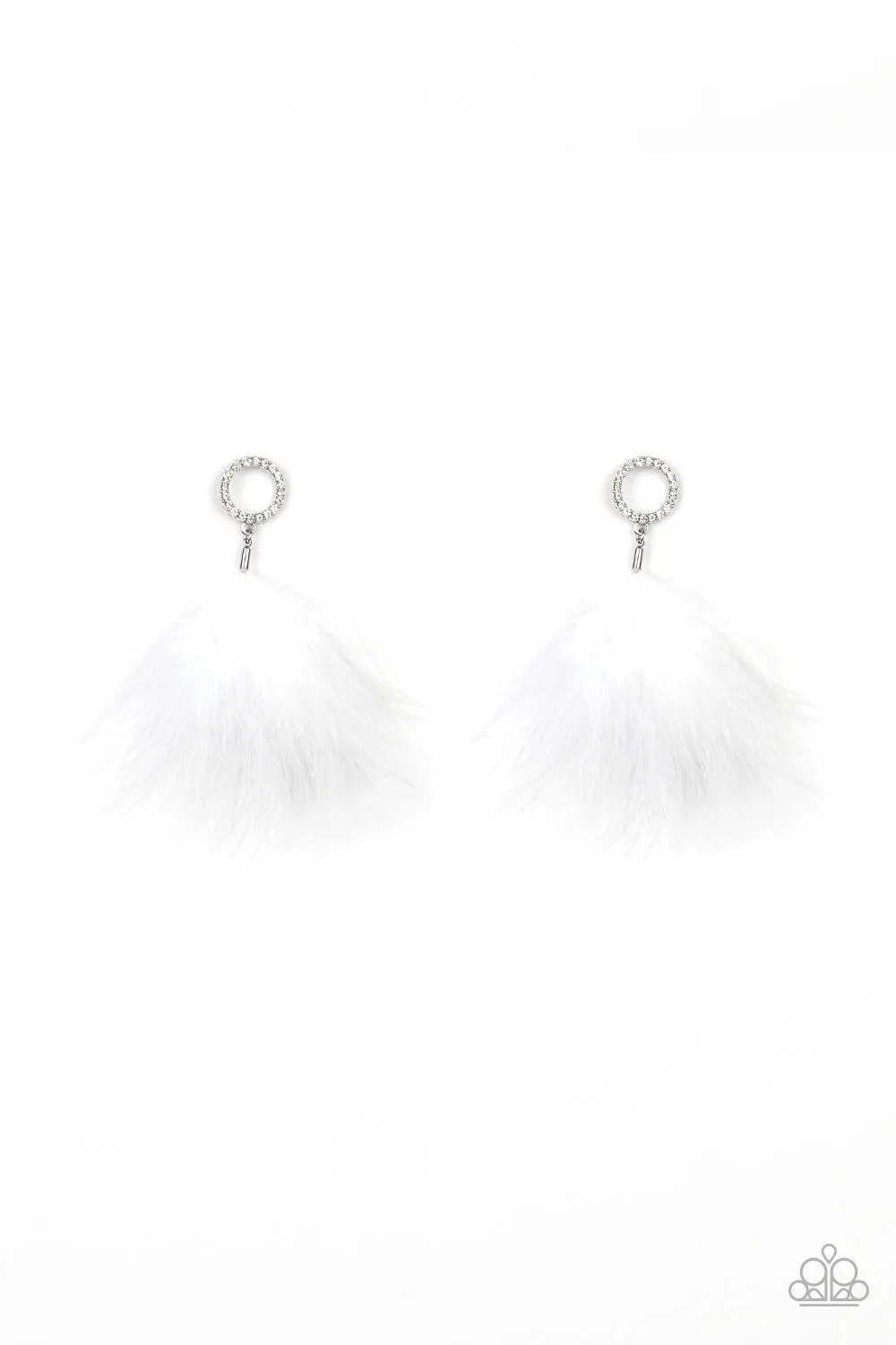 BOA Down - Paparazzi - White Feather Earring