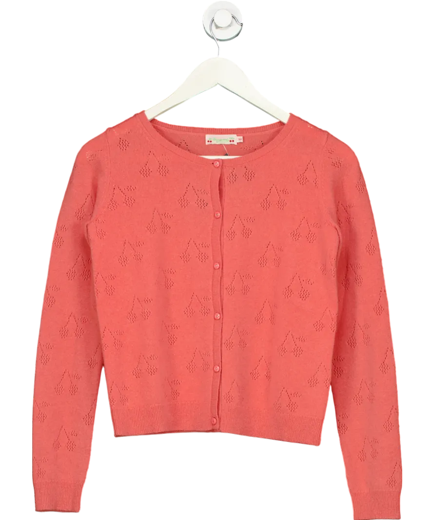 Bonpoint Pink Cashmere Cherry Patterned Cardigan 14 Years