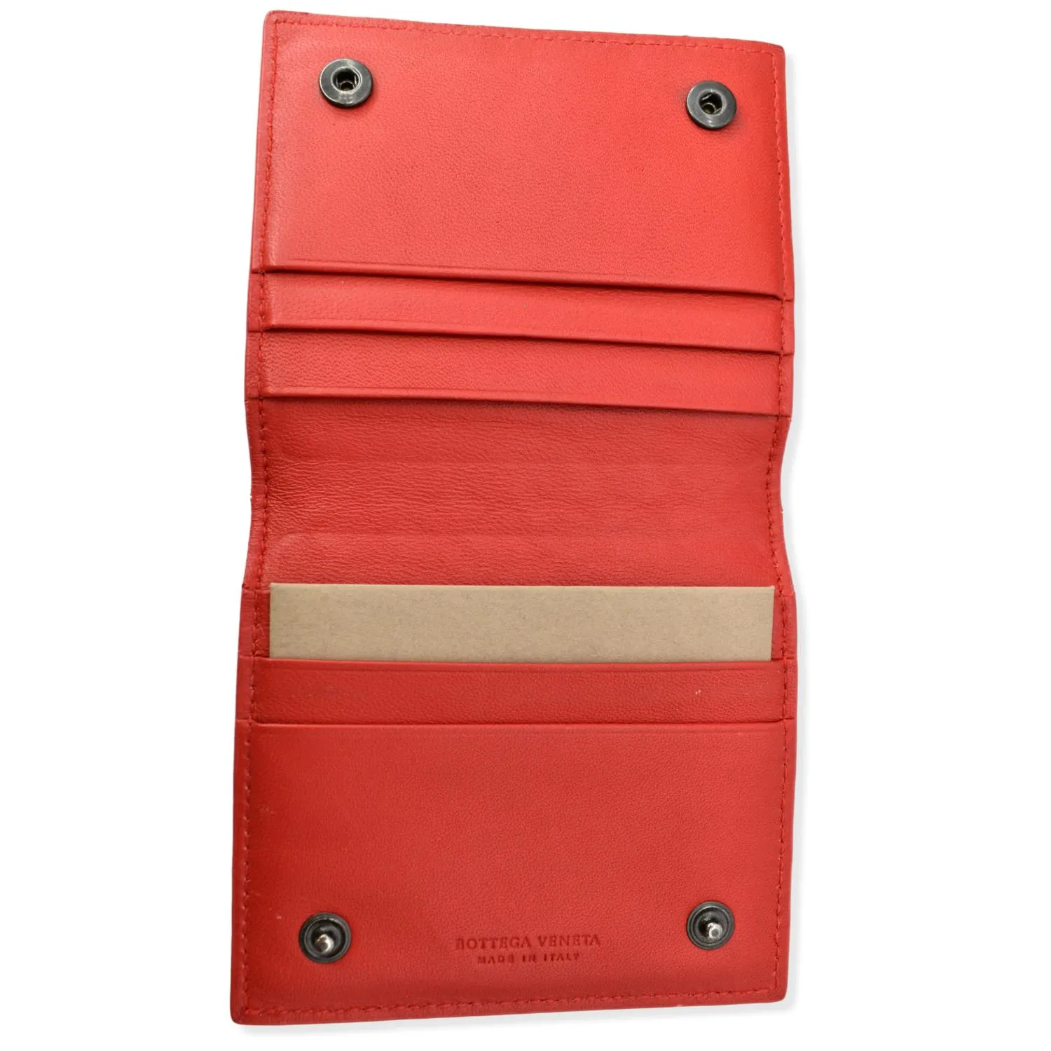 BOTTEGA VENETA Intrecciato Leather Bifold Mens Wallet Red