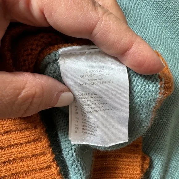 Brixton stripe sweater purple orange and teal