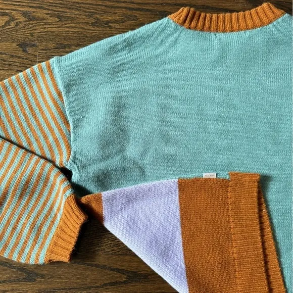 Brixton stripe sweater purple orange and teal