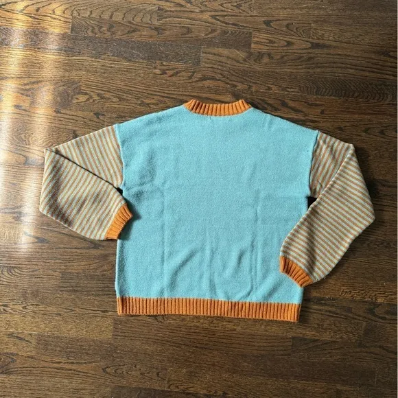 Brixton stripe sweater purple orange and teal
