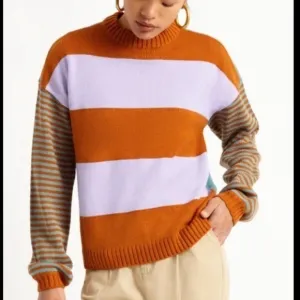 Brixton stripe sweater purple orange and teal