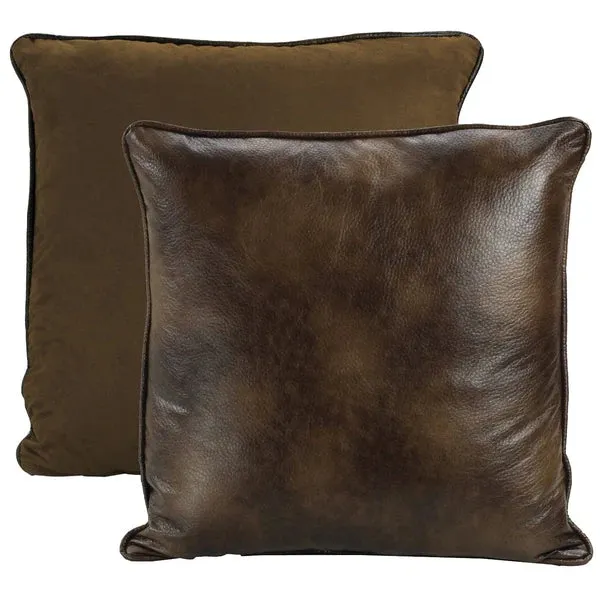 Brown Faux Leather Pillow