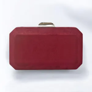 Burgundy Suede Cubic Clutch