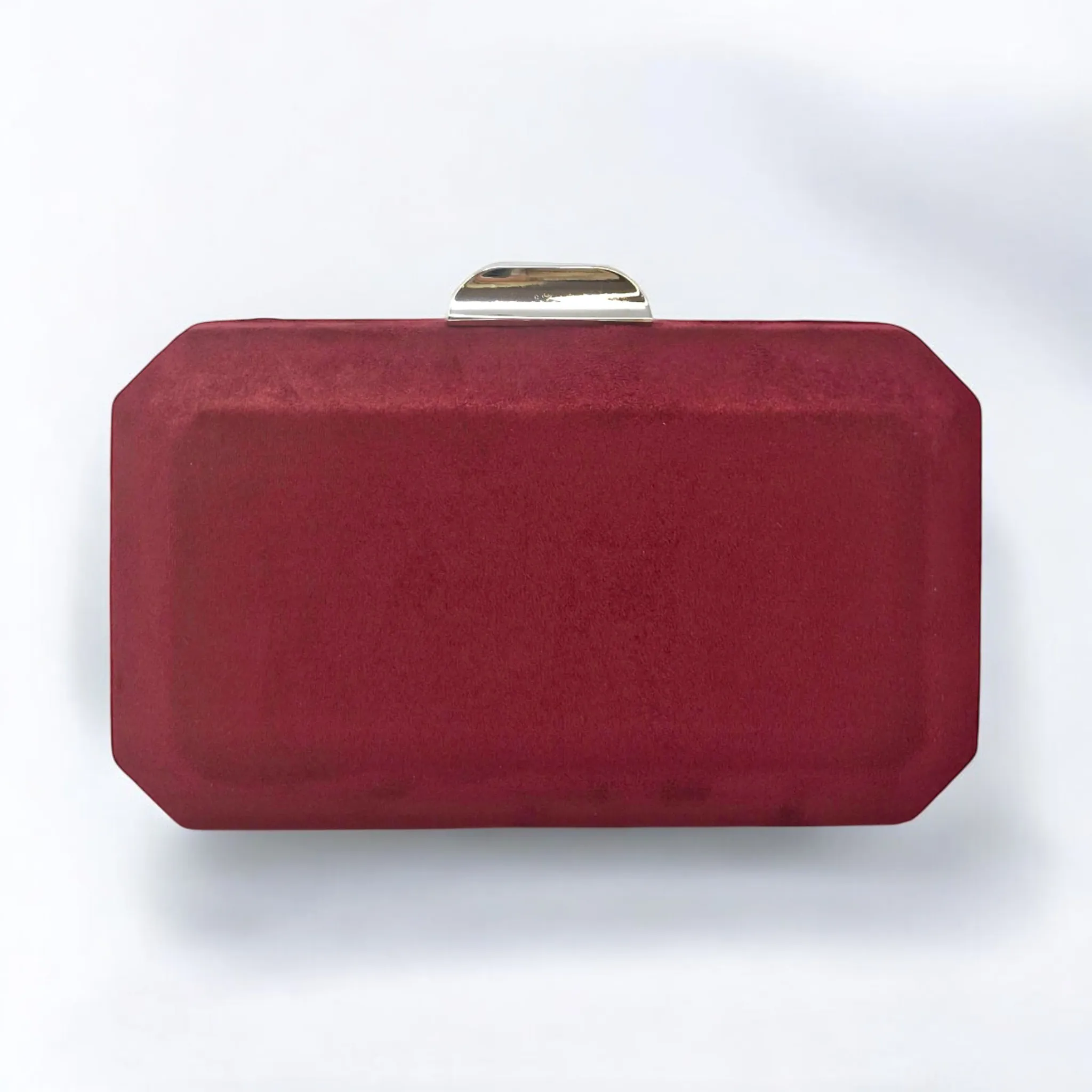 Burgundy Suede Cubic Clutch
