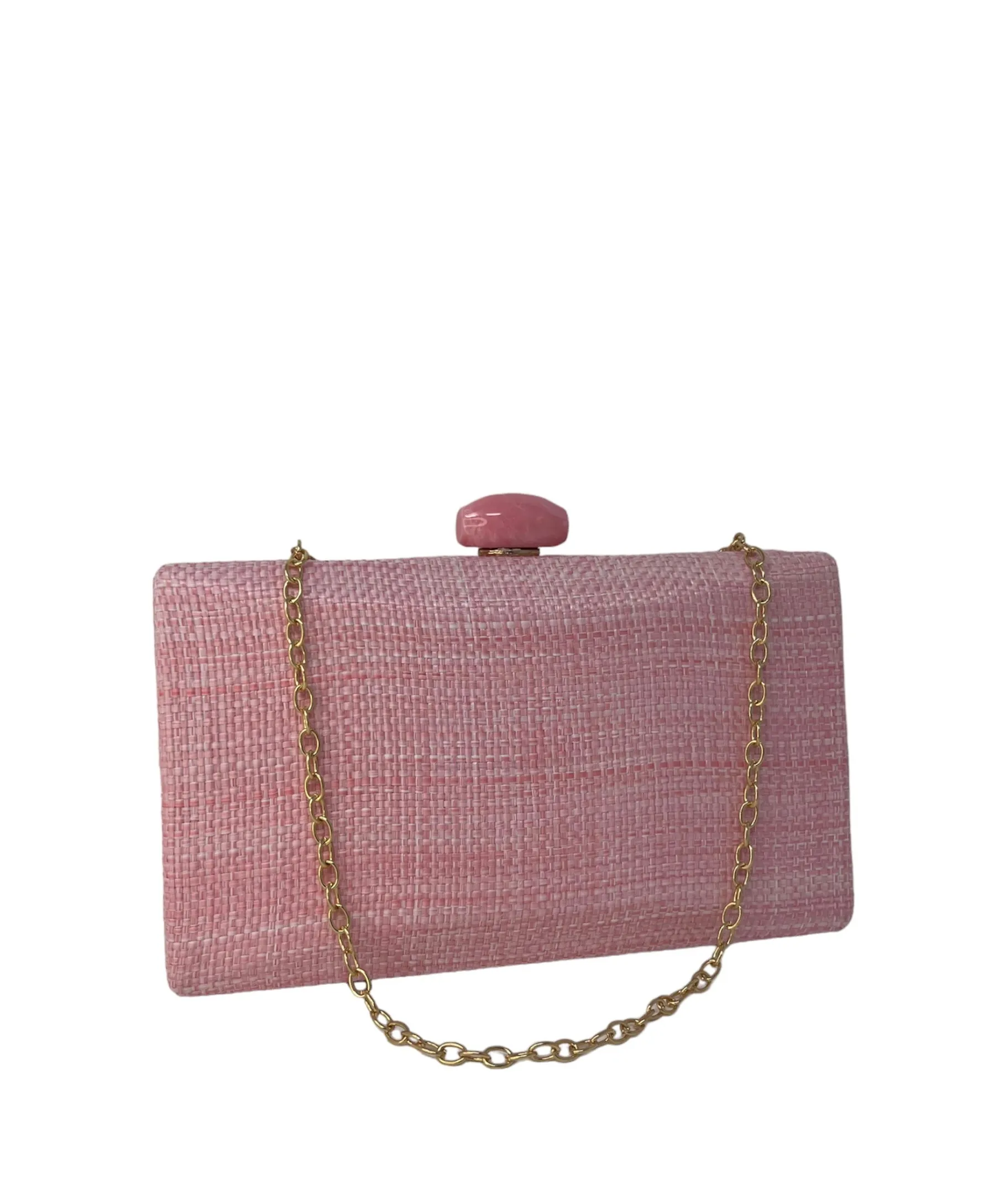 Candy Pink Raffia Clutch