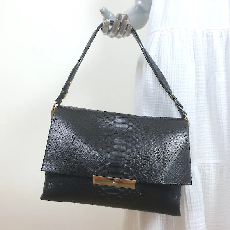Celine Blade Shoulder Bag Black Snakeskin Medium Crossbody