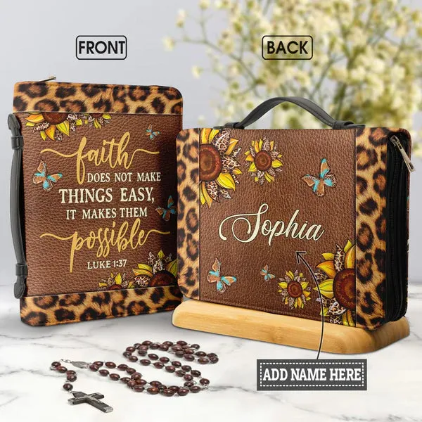 Christianartbag Bible Cover - Faith Does Not Make Things Easy Luke 1:37 Bible Cover - Personalized Bible Cover -Sunflower Bible Cover - CABBBCV02090823.