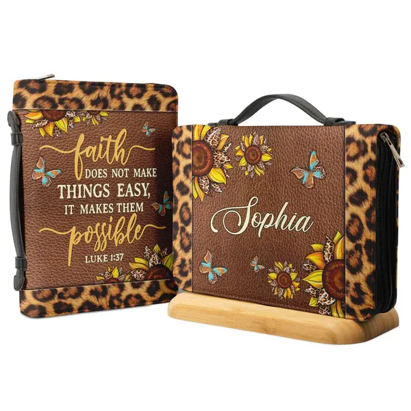 Christianartbag Bible Cover - Faith Does Not Make Things Easy Luke 1:37 Bible Cover - Personalized Bible Cover -Sunflower Bible Cover - CABBBCV02090823.