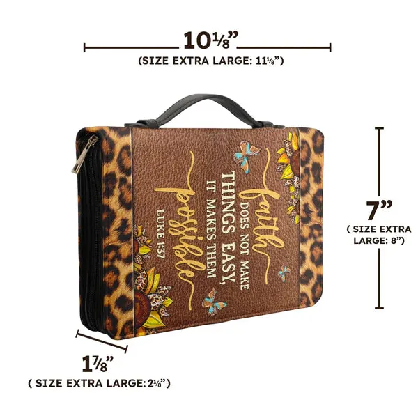 Christianartbag Bible Cover - Faith Does Not Make Things Easy Luke 1:37 Bible Cover - Personalized Bible Cover -Sunflower Bible Cover - CABBBCV02090823.