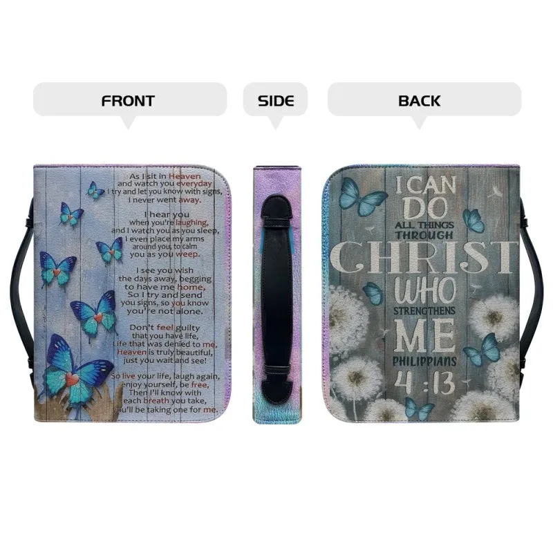 Christianartbag Bible Cover, I Can Do All Things Through Christ Bible Cover, Personalized Bible Cover, Butterfly Blue Bible Cover, Christian Gifts, CAB05021123.