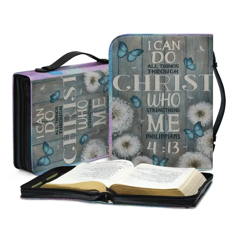 Christianartbag Bible Cover, I Can Do All Things Through Christ Bible Cover, Personalized Bible Cover, Butterfly Blue Bible Cover, Christian Gifts, CAB05021123.