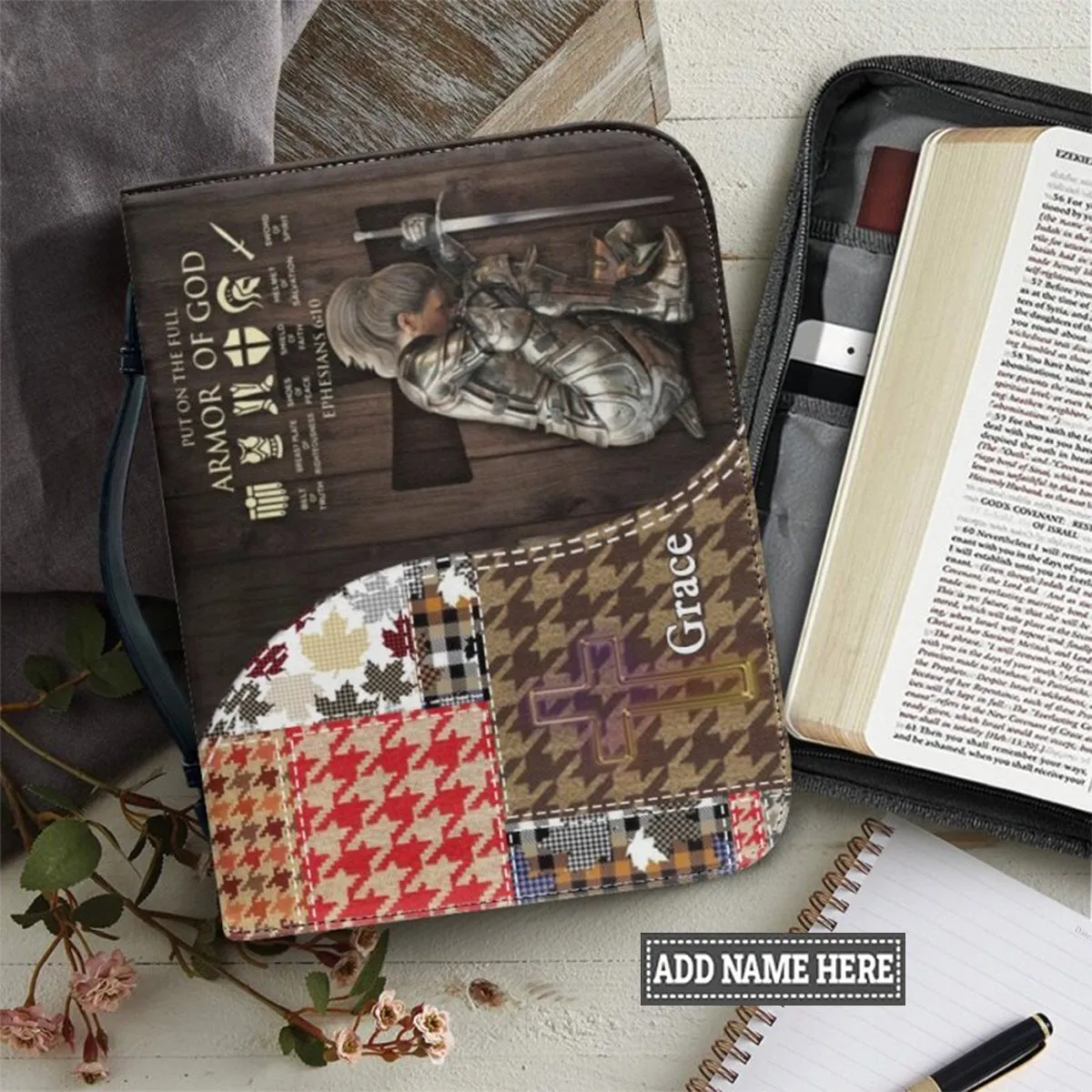Christianartbag Bible Cover, Put On The Full Armor Of GOD Personalized Bible Cover, Personalized Bible Cover, Warrior Personalized Bible Cover, Christmas Gift, CABBBCV03230823.