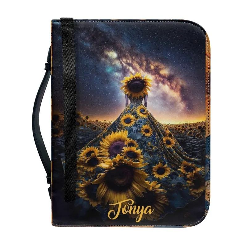 CHRISTIANARTBAG Cosmic Sunflower Personalized Bible Cover - Solomon 2:12 Verse, CABBBCV04030324.