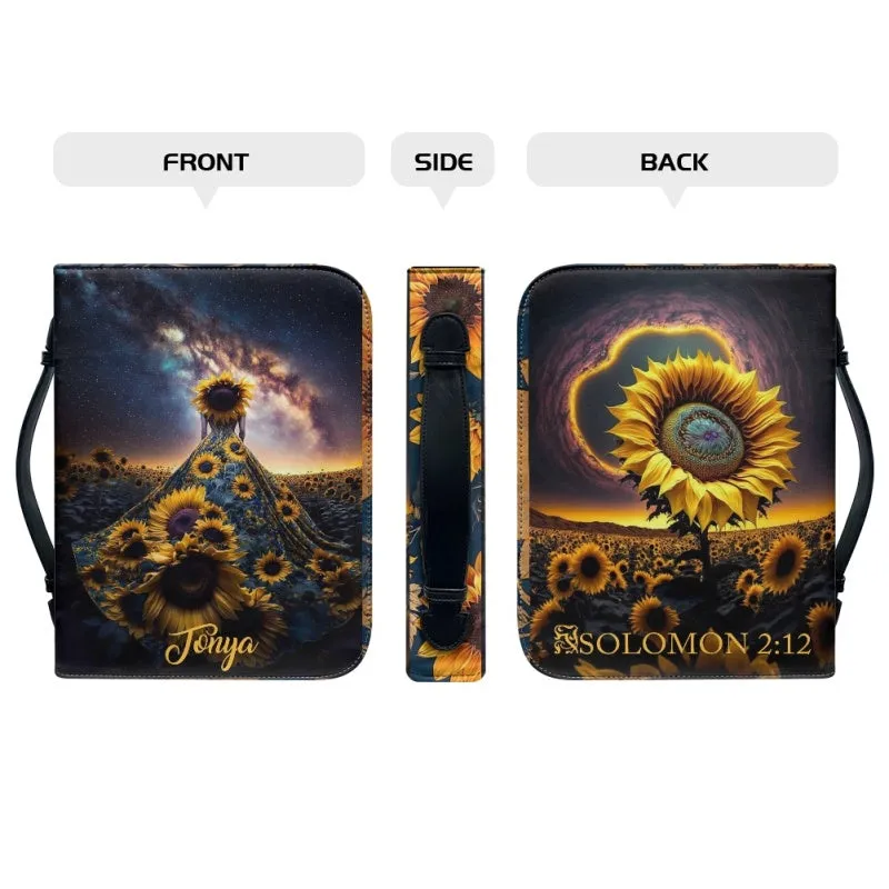 CHRISTIANARTBAG Cosmic Sunflower Personalized Bible Cover - Solomon 2:12 Verse, CABBBCV04030324.
