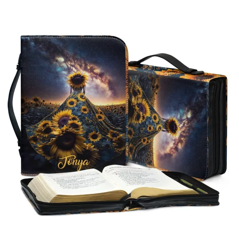 CHRISTIANARTBAG Cosmic Sunflower Personalized Bible Cover - Solomon 2:12 Verse, CABBBCV04030324.