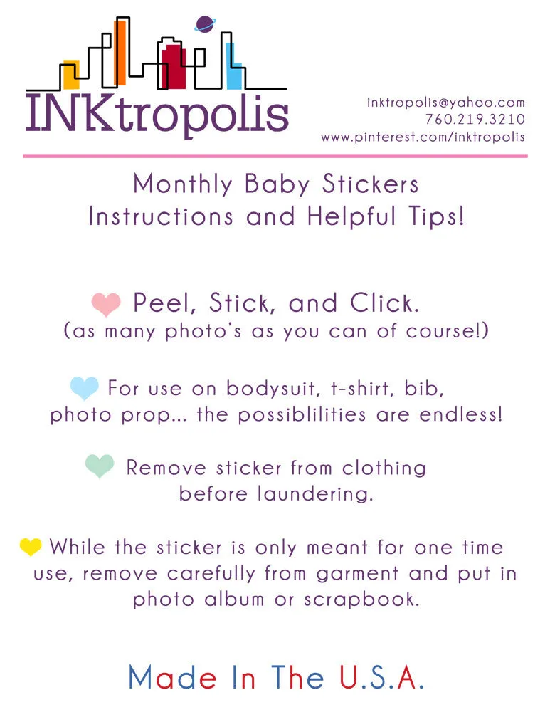 Colorful Baby Month Stickers