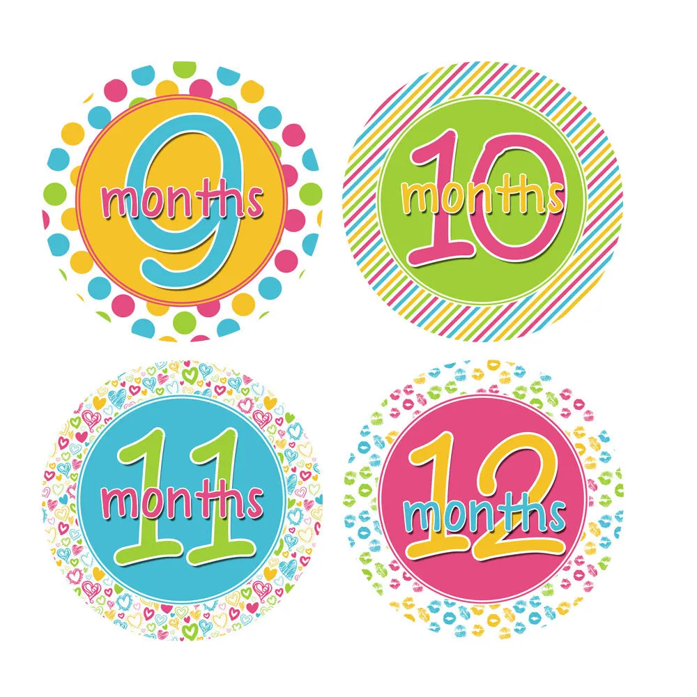 Colorful Baby Month Stickers