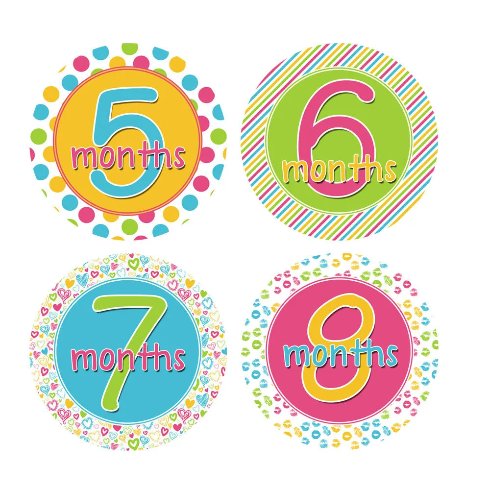 Colorful Baby Month Stickers