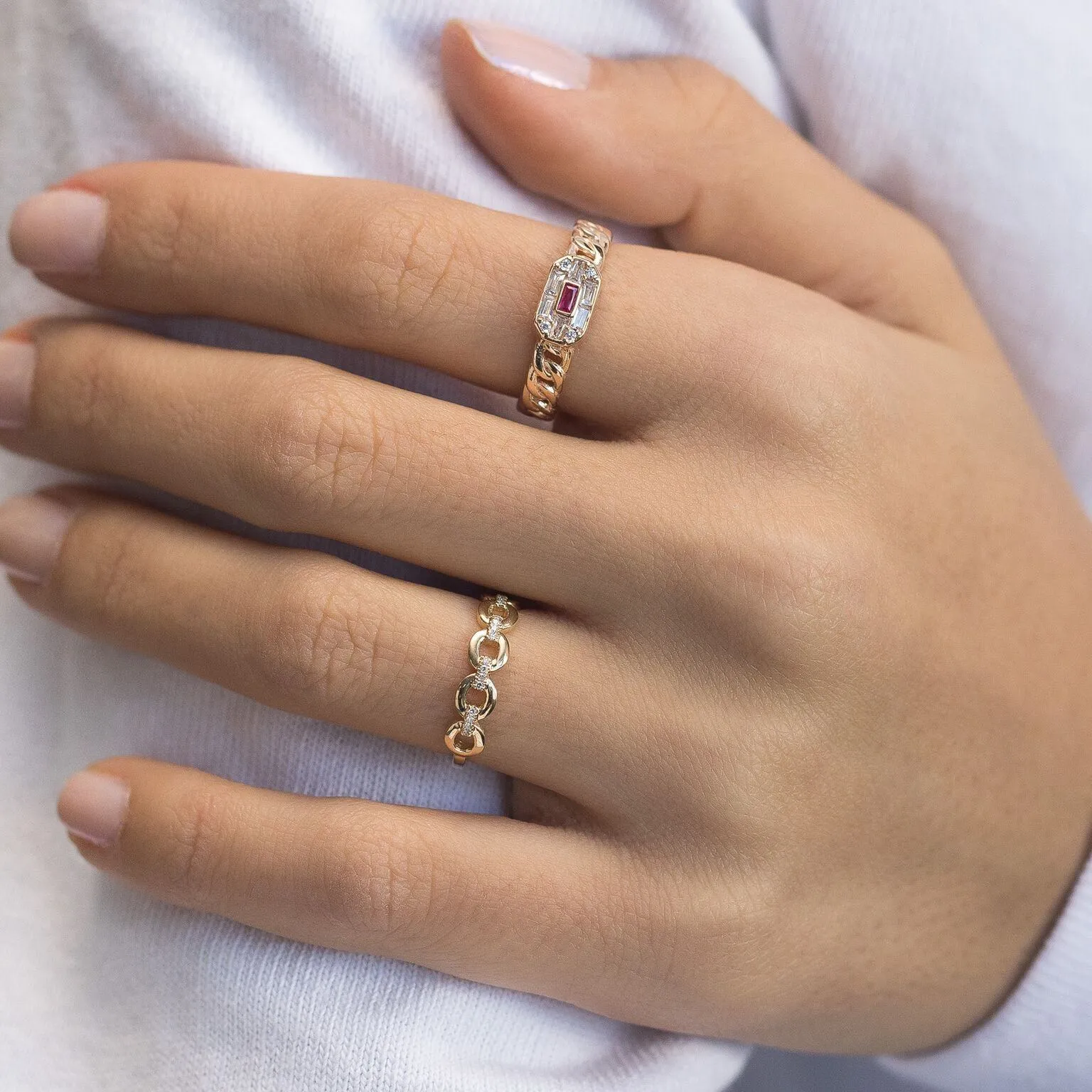 Colorful Baguette Links Ring