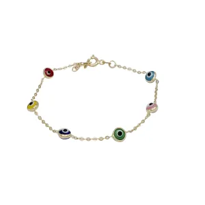 Colorful  Evil Eye Charm Baby Bracelet (14K)