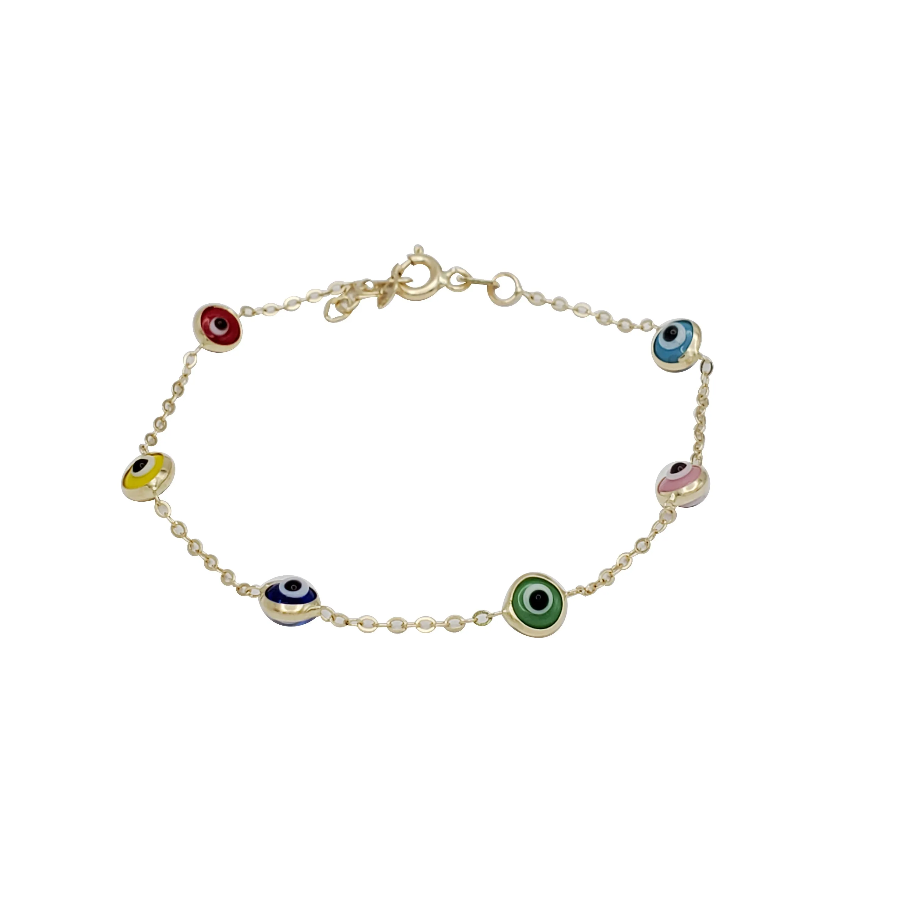 Colorful  Evil Eye Charm Baby Bracelet (14K)