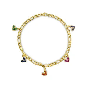 Colorful Heart Charm Anklet