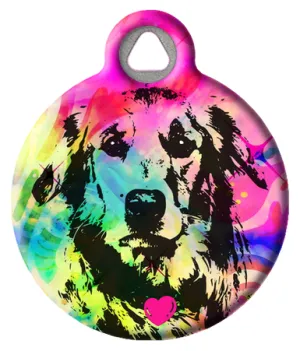 Colorful Pop Art Golden Retriever Pet Tag