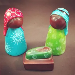 Colorful Soap Stone Holy Family Nativity