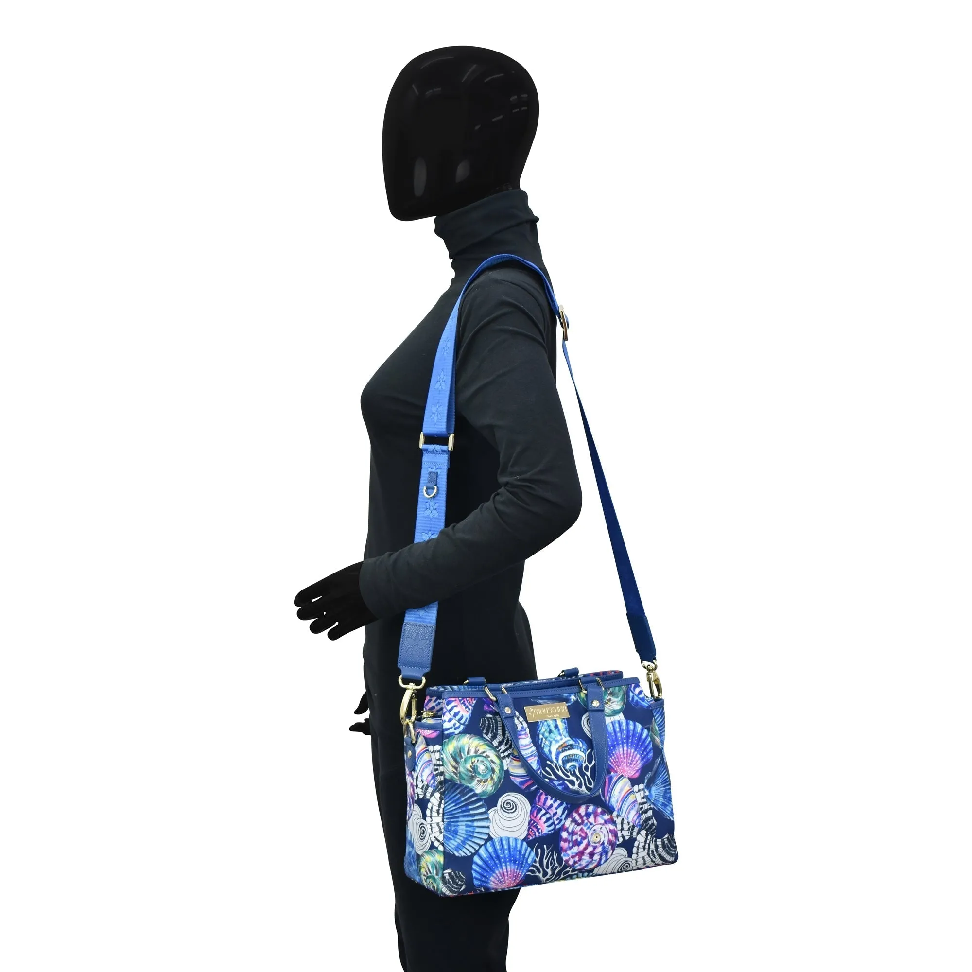 Compartment Expedited delivery Leather Trim Satchel - Efficient delivery 12014 Fabric with Multi