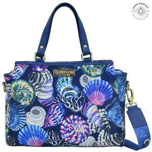 Compartment Expedited delivery Leather Trim Satchel - Efficient delivery 12014 Fabric with Multi