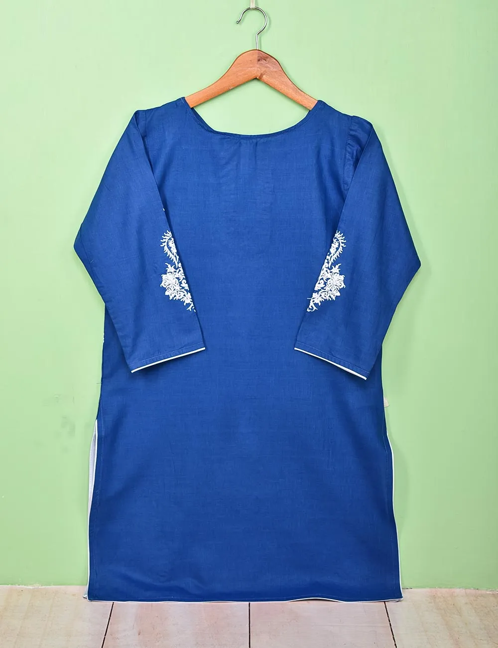 Cotton Embroidered Stitched Kurti - Camellia (TS-031D-Blue)