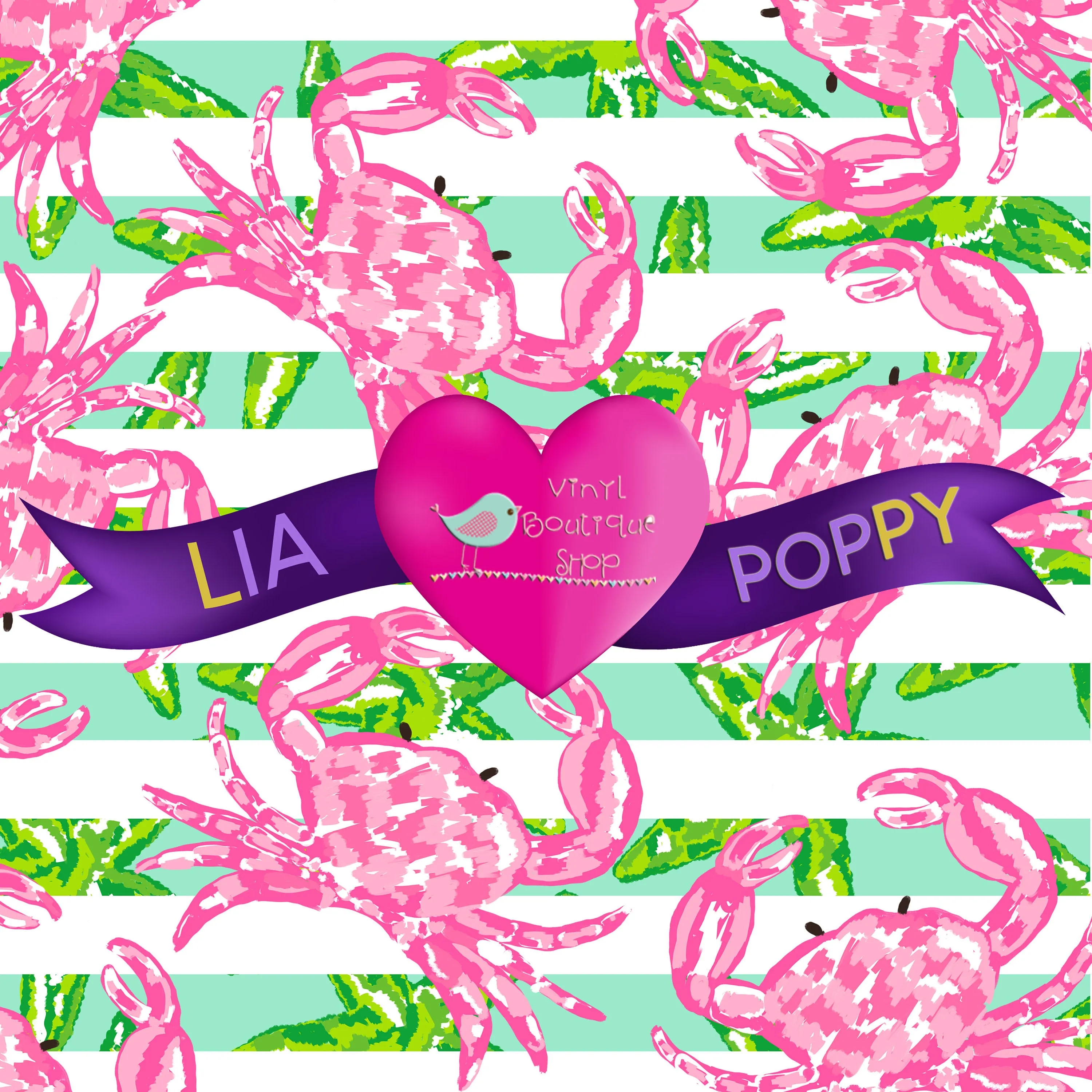Crab New Pattern Lia Poppy Vinyl Sheet LPY-36