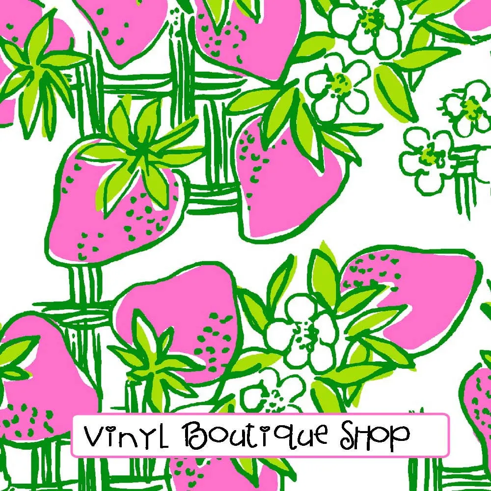 Creme Frappe Strawberry Lilly Inspired Printed Patterned Craft Vinyl