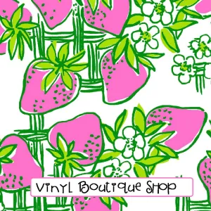 Creme Frappe Strawberry Lilly Inspired Printed Patterned Craft Vinyl