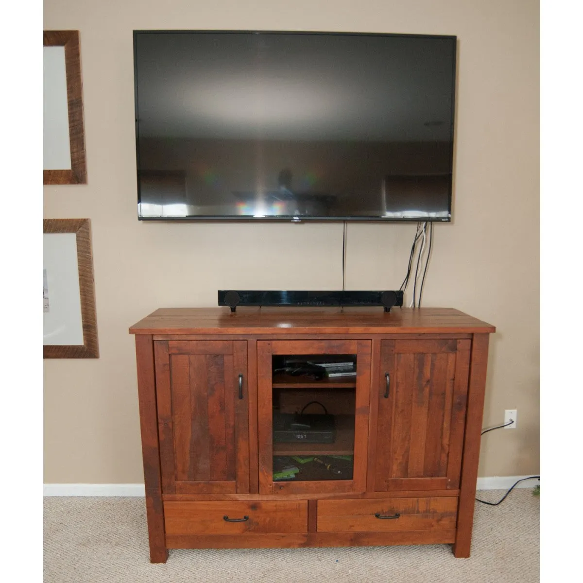 Dakota Entertainment Center, Rustic Cherry Wood, S-14