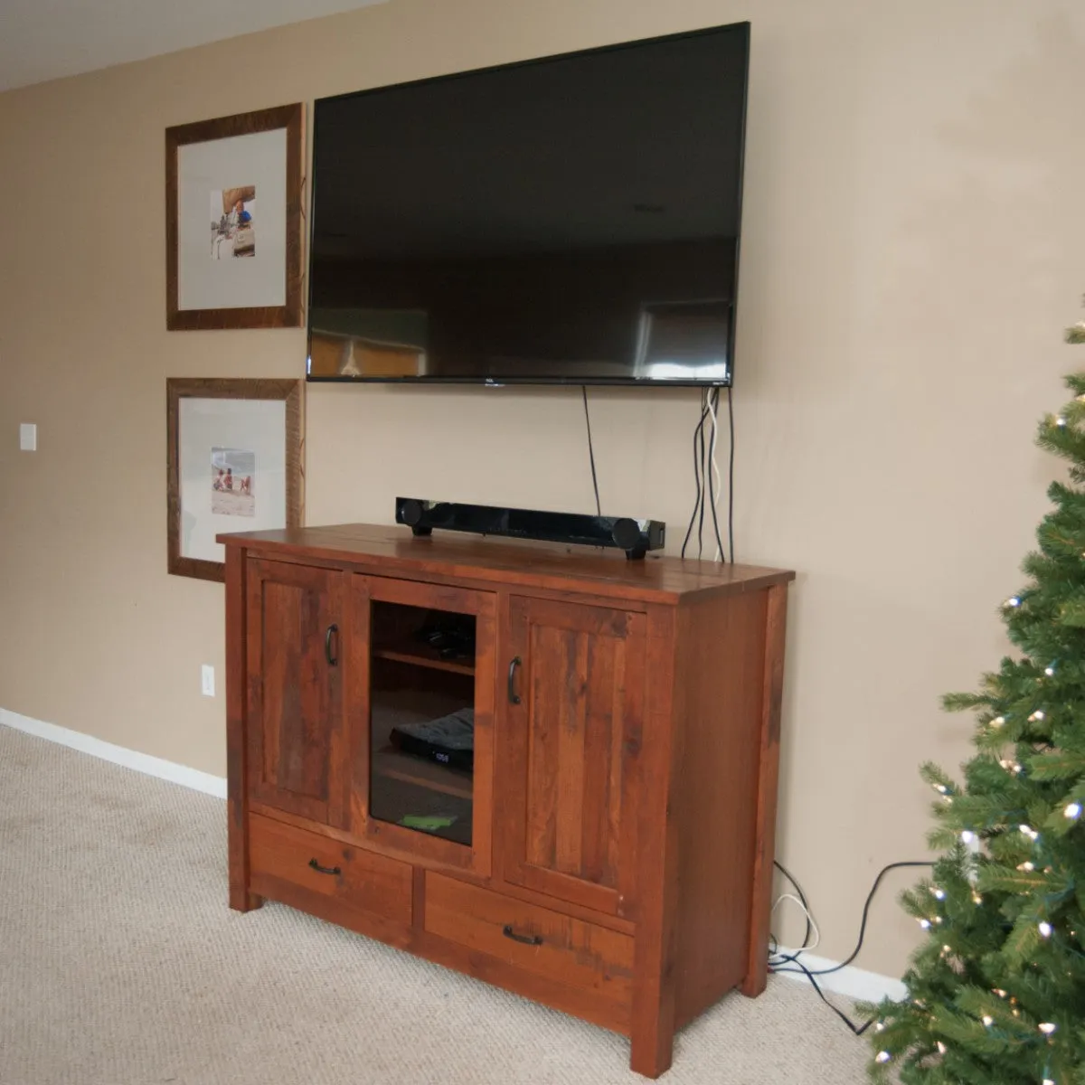Dakota Entertainment Center, Rustic Cherry Wood, S-14