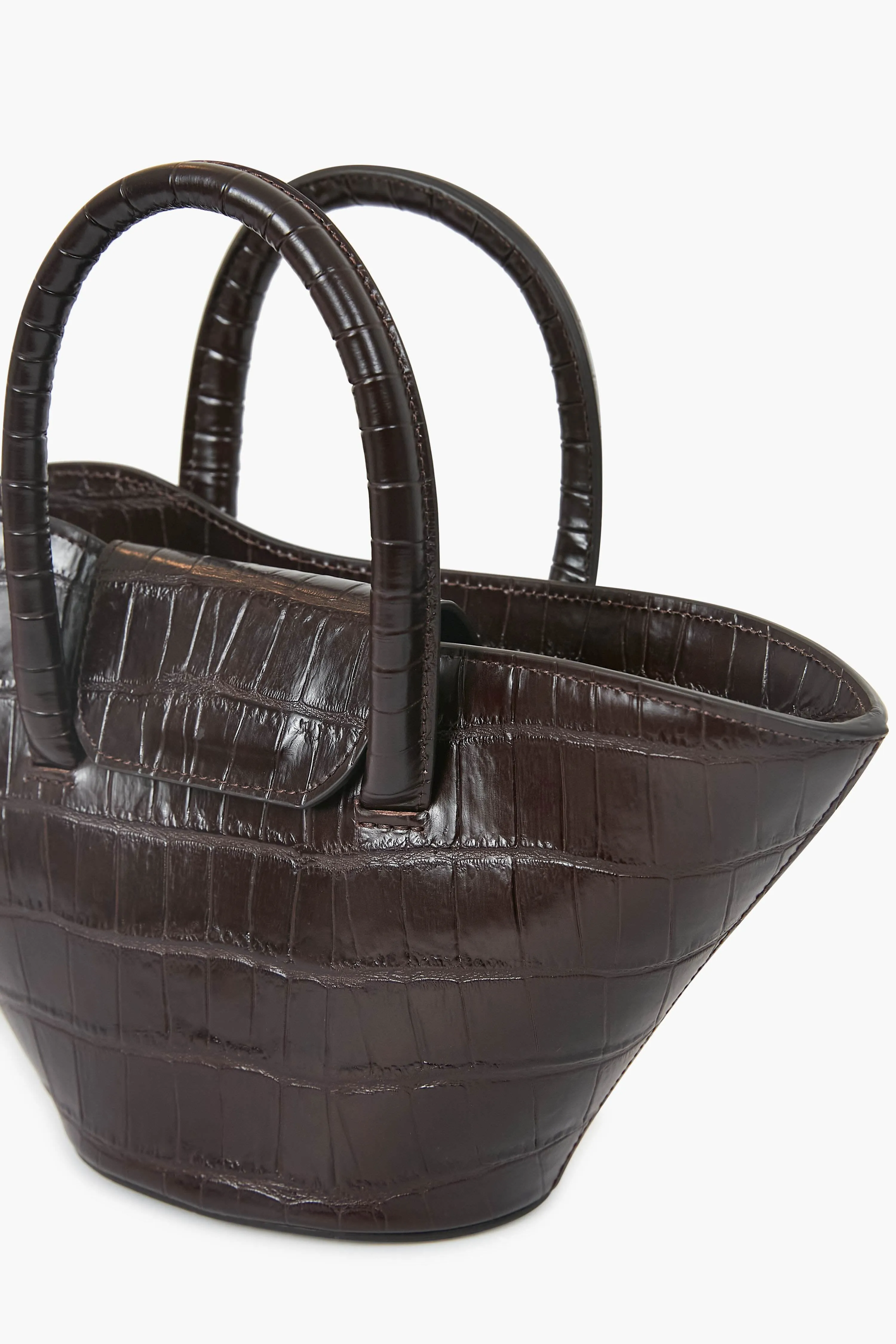 Dark Brown Open Tulip Micro Tote