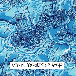 Dark N Stormy Blue Lilly Inspired Printed Patterned Craft Vinyl
