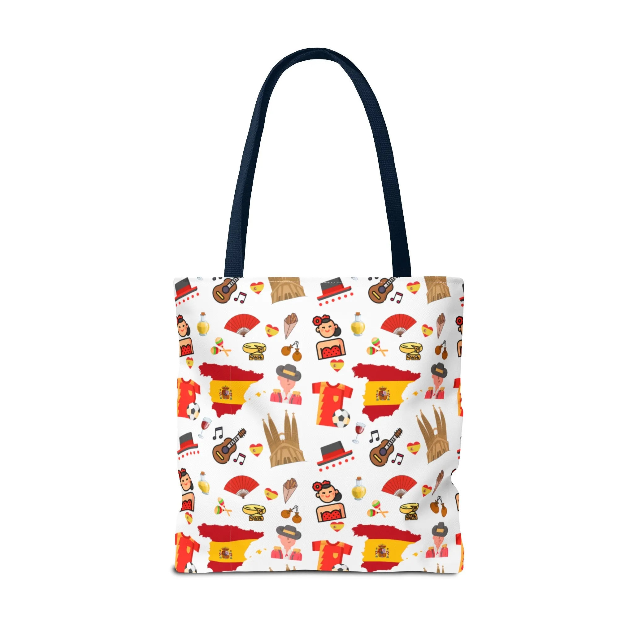 Discover Spain in Style: Vibrant Travel Tote Bag with Iconic Pattern