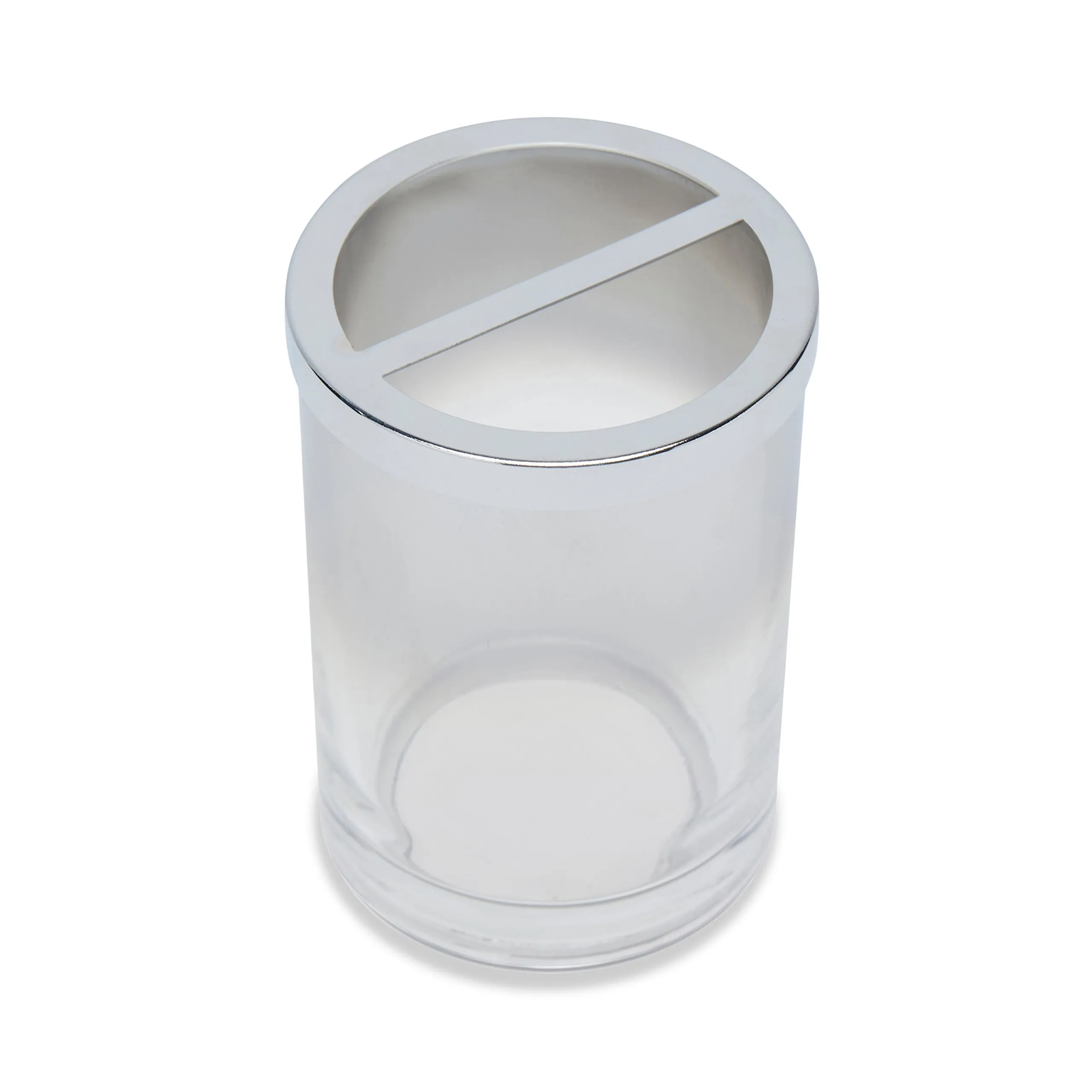DWELL GLASSWARE TOOTHBRUSH HOLDER (7.3X7.3X10.7 - SILVER/TRANSPARENT)