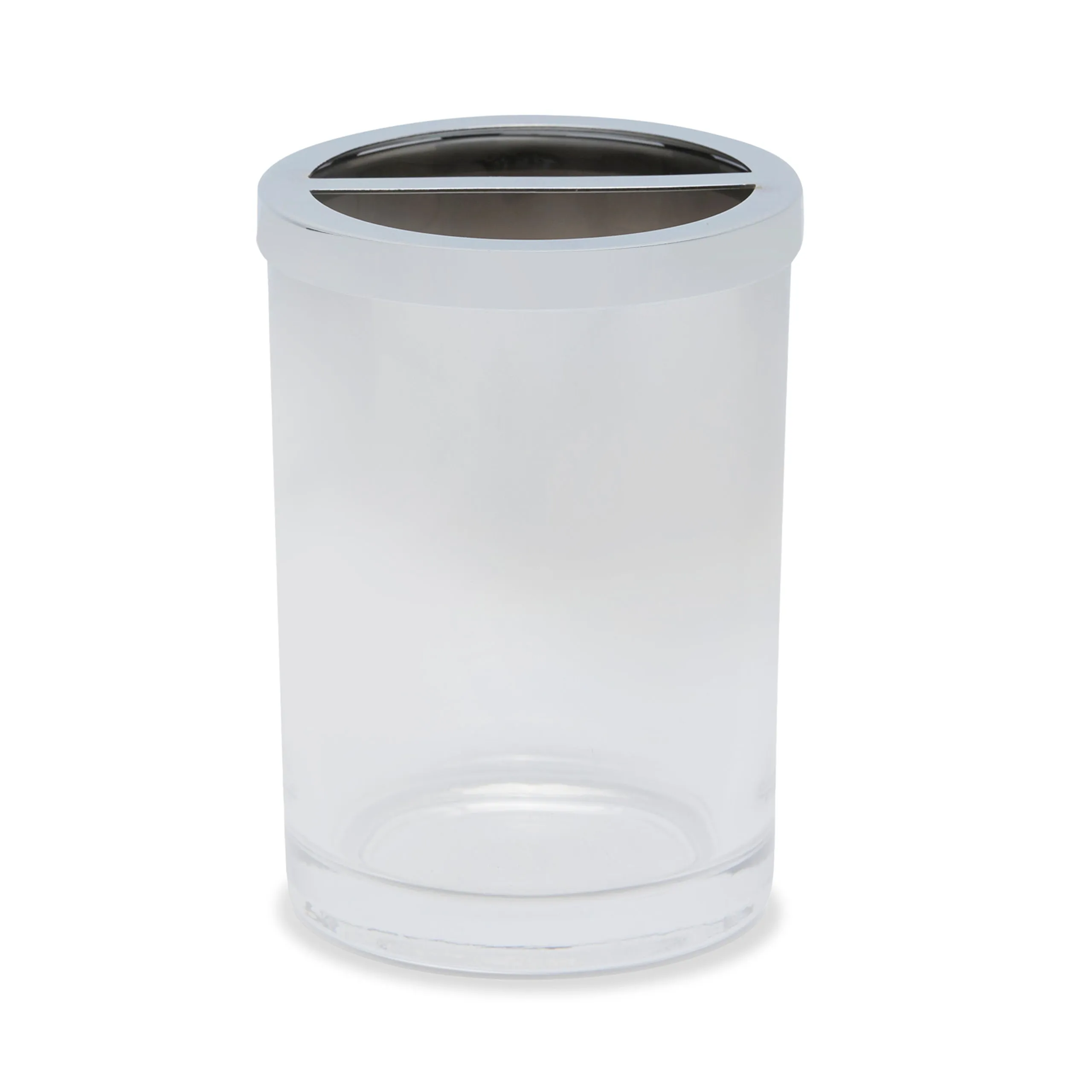 DWELL GLASSWARE TOOTHBRUSH HOLDER (7.3X7.3X10.7 - SILVER/TRANSPARENT)