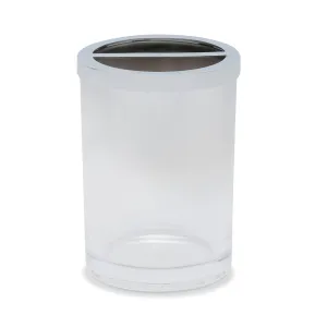 DWELL GLASSWARE TOOTHBRUSH HOLDER (7.3X7.3X10.7 - SILVER/TRANSPARENT)