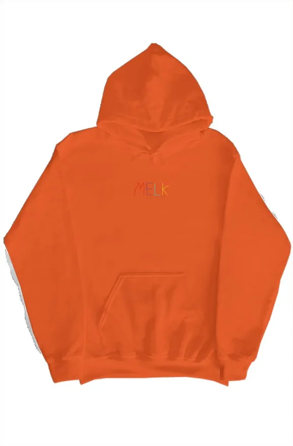 Embroidered Colorful MELK Hoodie (Orange)