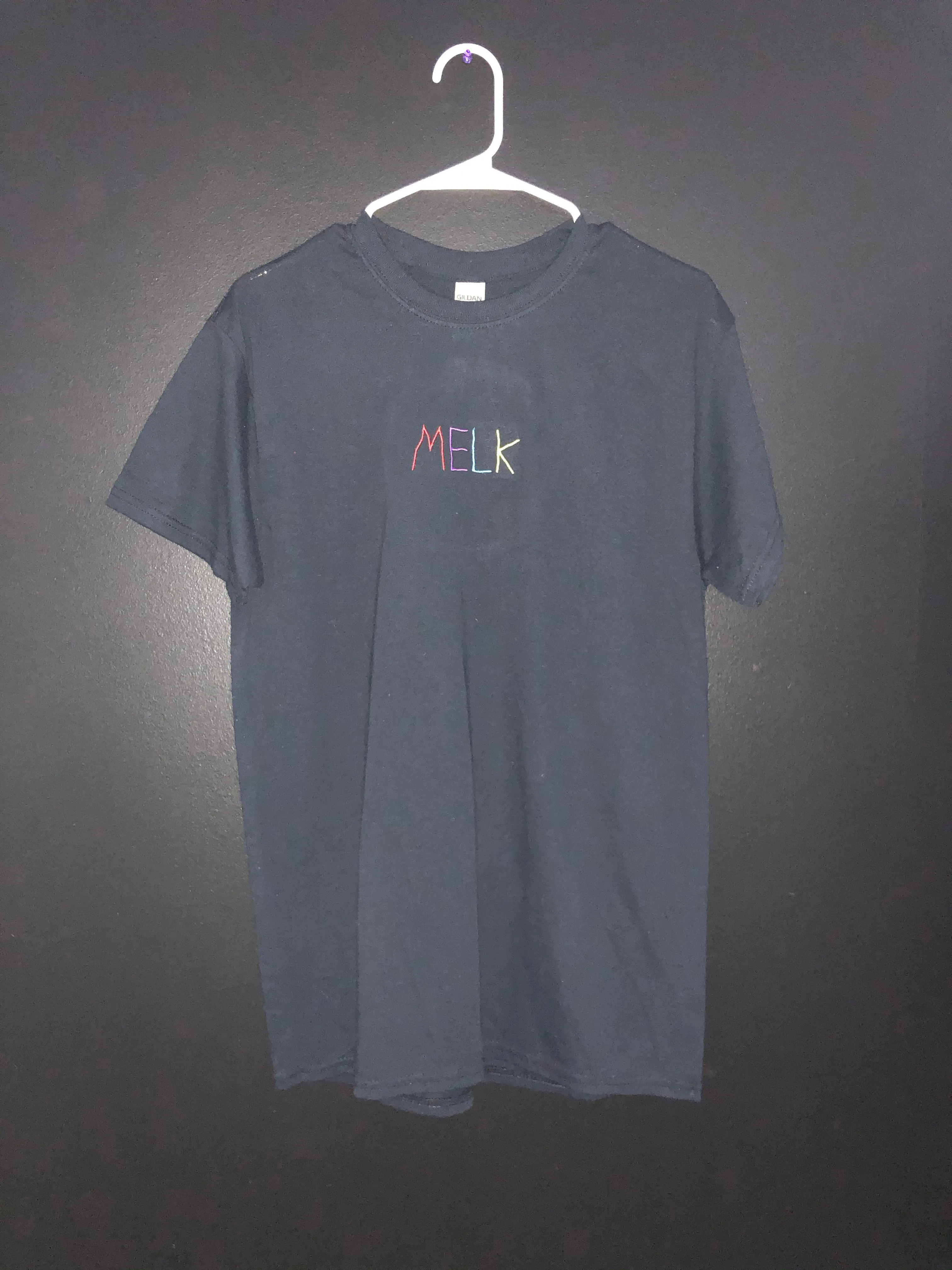 Embroidered Colorful MELK Logo Shirt (Black)