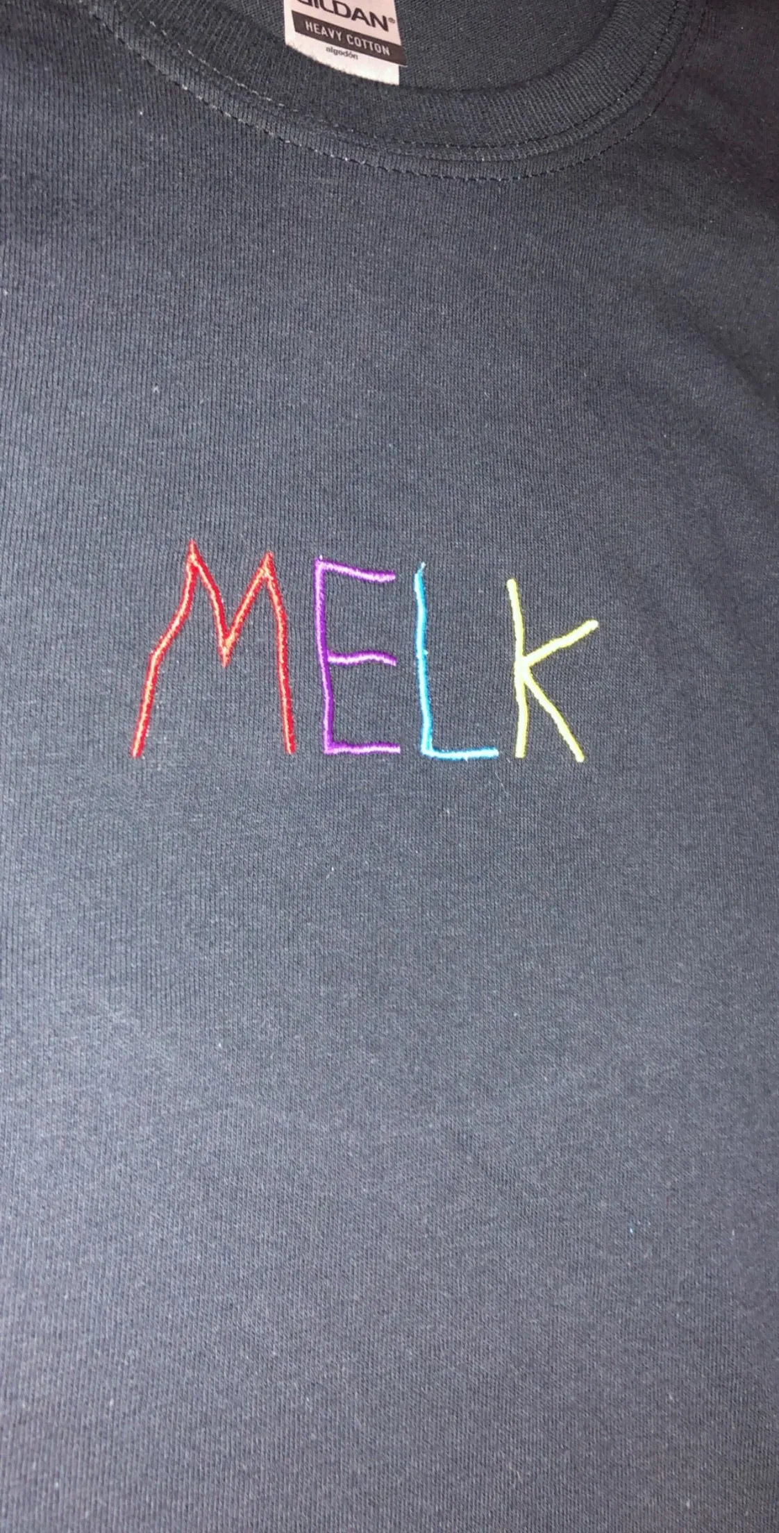Embroidered Colorful MELK Logo Shirt (Black)