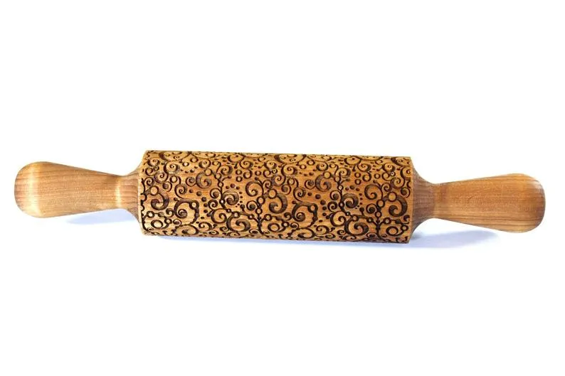 Engraved Embossing Rolling Pin Magical Swirls Pattern, Christmas Gift