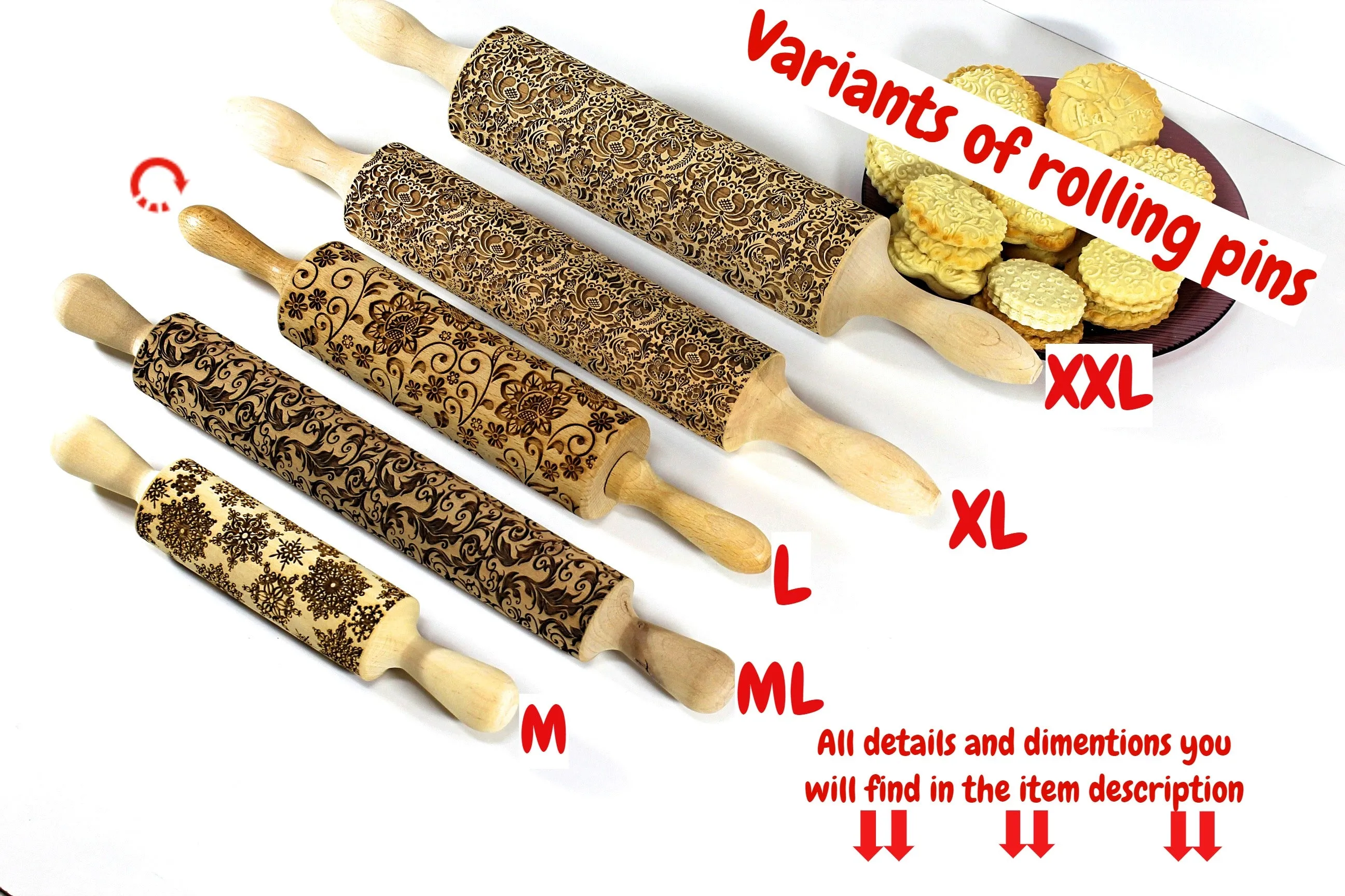 Engraved Embossing Rolling Pin Magical Swirls Pattern, Christmas Gift