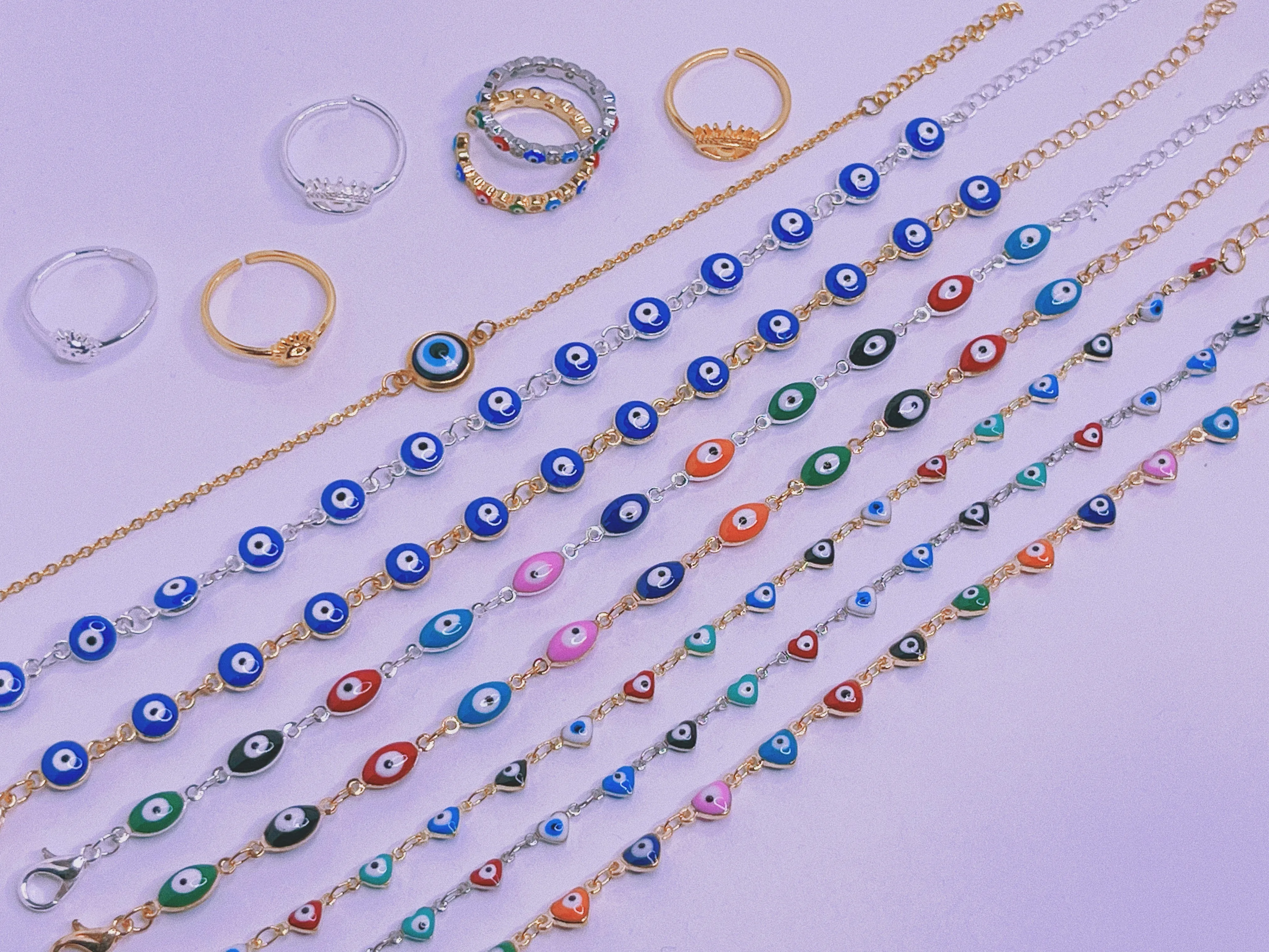 Evil Eye Hearts Bracelet - Colorful